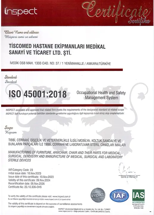 OHSAS Health and Safety Certificate - VOLLEY Medical Technology Co., Ltd.